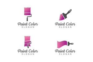 Paint color brush logo design vector collection