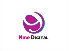 Nine Digital Number Logo vector