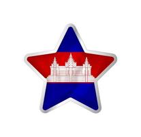 Cambodia flag in star. Button star and flag template. Easy editing and vector in groups. National flag vector illustration on white background.