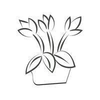 Hand Drawn Pot with Flower vector