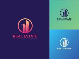 Real estate logo design with the building. vector