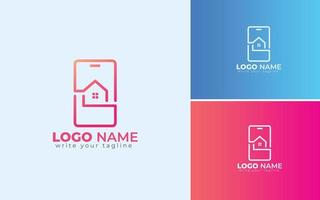 concepto de diseño de logotipo de hogar digital para logotipo de bienes raíces de tecnología. vector