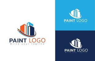 servicio de pintura a domicilio. diseño de logotipo vectorial de pintura casera. logotipo vectorial, etiqueta, diseño de emblema. concepto para la decoración del hogar, la construcción, la construcción de viviendas vector