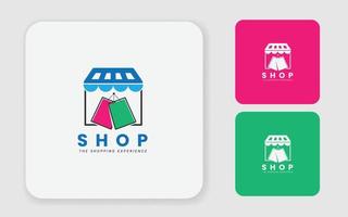 diseño de logotipo de compras en línea. plantilla de logotipo de compras digitales con cursor de mano y bolsa vector