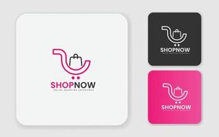 concepto de plantilla de diseño de logotipo comercial para bolsa de compras y almacén. diseño de logotipo de compras de supermercado