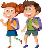 Couple kids cartoon character vector