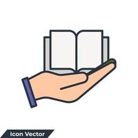 notebook on hand icon logo vector illustration. safe education symbol template for graphic and web design collection