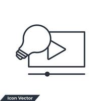 video tutorial icon logo vector illustration. light bulb with video player symbol template for graphic and web design collection