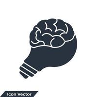 knowledge icon logo vector illustration. light bulb and brain symbol template for graphic and web design collection