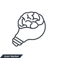 ilustración de vector de logotipo de icono de conocimiento. plantilla de bombilla y símbolo de cerebro para la colección de diseño gráfico y web