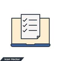 ilustración de vector de logotipo de icono de prueba en línea. portátil con plantilla de símbolo de encuesta de formulario en línea para la colección de diseño gráfico y web