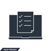 online test icon logo vector illustration. Laptop with Online Form Survey symbol template for graphic and web design collection