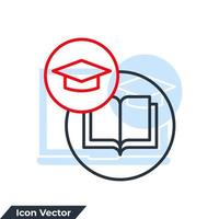 libro con gorra de graduación icono logo vector ilustración. plantilla de símbolo de universidad académica para colección de diseño gráfico y web