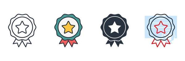 ilustración de vector de logotipo de icono de medallas. Calidad premium. plantilla de símbolo de insignia de logro para la colección de diseño gráfico y web