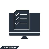 Checklist browser window icon logo vector illustration. computer and document checklist symbol template for graphic and web design collection