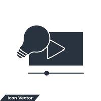 video tutorial icon logo vector illustration. light bulb with video player symbol template for graphic and web design collection