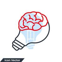 knowledge icon logo vector illustration. light bulb and brain symbol template for graphic and web design collection