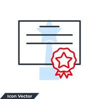 Ilustración de vector de logotipo de icono de certificado. logro, plantilla de símbolo de premio para la colección de diseño gráfico y web