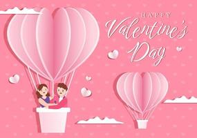 feliz día de san valentín plantilla dibujada a mano ilustración plana de dibujos animados que se conmemora el 17 de febrero para tarjeta de felicitación de amor o diseño de póster