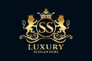 Initial SS Letter Lion Royal Luxury Logo template in vector art for luxurious branding projects and other vector illustration.