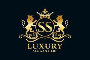 Initial SS Letter Lion Royal Luxury Logo template in vector art for luxurious branding projects and other vector illustration.