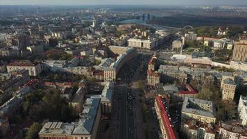 Aerial view of historic Podil neighborhood in Kyiv, Ukraine video