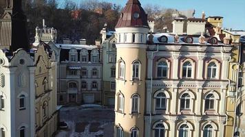 Aerial view of Podil, historic neighborhood in Kyiv video