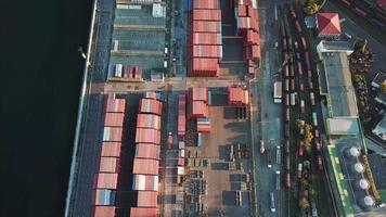 Top view of port containers in Ukraine video