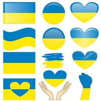 Ukraine flag. Support Ukraine sign. Sticker with colors of Ukrainian flag. War in Ukraine concept. vector
