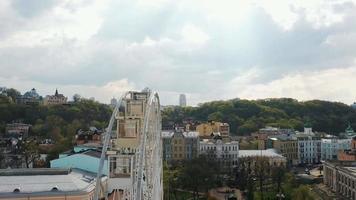 Aerial view of historic Podil neighborhood in Kyiv, Ukraine video