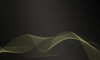 Abstract gold wavy lines on dark background. Template for banner. vector