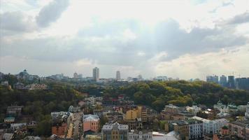 Aerial view of historic Podil neighborhood in Kyiv, Ukraine video