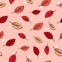 Autumn seamless pattern with colorful leaves. Vector repeated elements in the cartoon style.