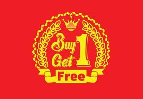 Buy 1 get 1 free, sale banner and logo design template vector