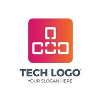 logotipo de tecnología, negocios relacionados con la informática y los datos, red de enlace innovadora y de alta tecnología vector