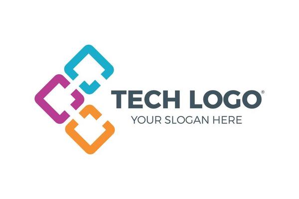 Technology logo, computer and data related business, hi-tech and innovative link network