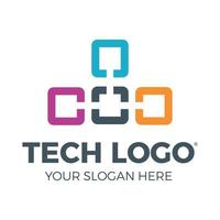 Technology logo, computer and data related business, hi-tech and innovative link network vector