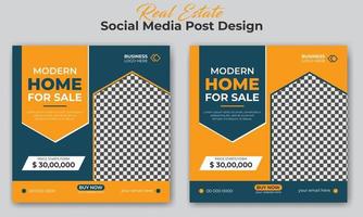 Modern home for sale modern social media promotion template design set vector