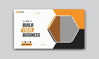 miniatura de video corporativo y plantilla de diseño de banner web vector