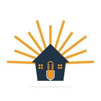 Podcast home vector logo design. Studio home logo concept design.