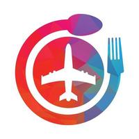 runway food logo concept design. Food Plane logo design template. vector