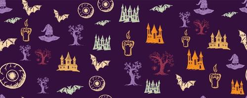 Halloween symbols hand drawn illustrations vector