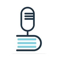 Educational Podcast Icon Logo Design. Microphone book logo template vector illustration.
