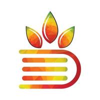 Modern natural leaf icon with book logo concept template design. farming book logo illustration. vector