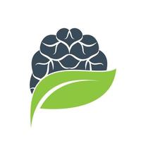 Brain and leaf logo combination vector design. Organic brain logo vector design.