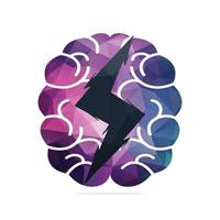 Thunder Brain combination logo vector design. Brain bolt vector template.