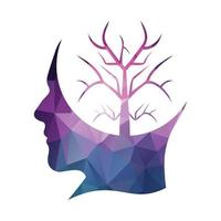 Tree without leaves in human head silhouette. Man head with tree without leaves. vector