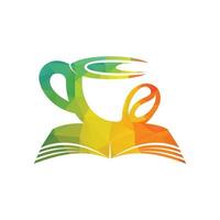 taza de café con concepto de libro. diseño de logotipo de taza de café combinado con libro. vector