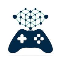 Gaming Network logo concept design template. Joystick with Communication icon vector design.