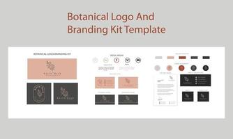 Minimal Brand Guide for botanical, spa, feminine beauty, salon, nail artist logo, and stationary set premium vector